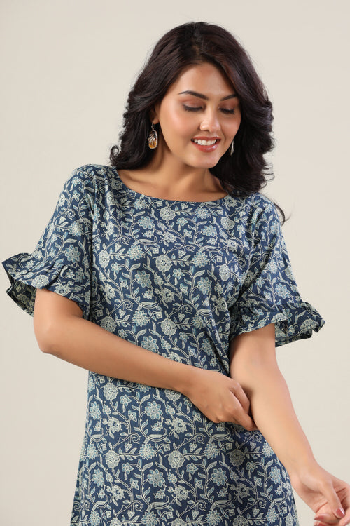 Indigo Jaal Cotton Dress