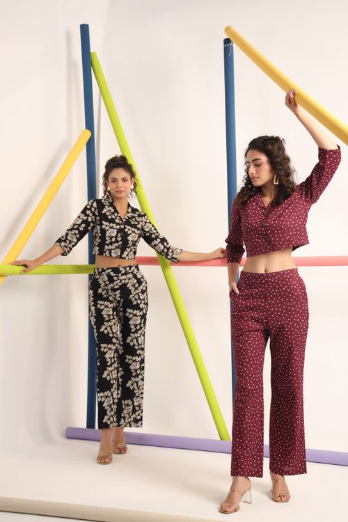 Japanese canopies on Black Co-ord Set