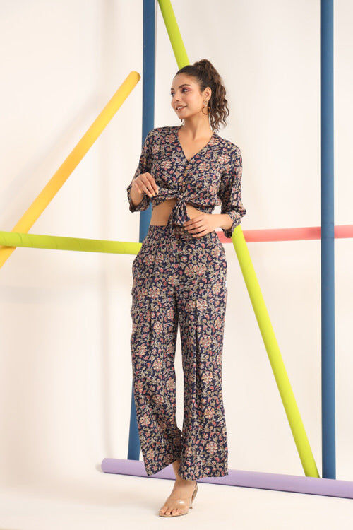 Jaipuri Jaal on blue Cotton Co-ord set