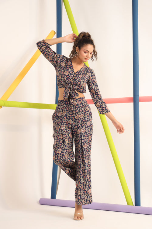 Jaipuri Jaal on blue Cotton Co-ord set