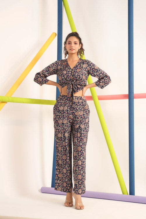 Jaipuri Jaal on blue Cotton Co-ord set