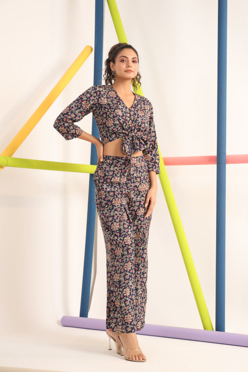 Jaipuri Jaal on blue Cotton Co-ord set