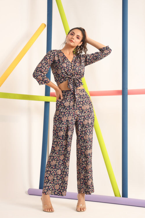 Jaipuri Jaal on blue Cotton Co-ord set