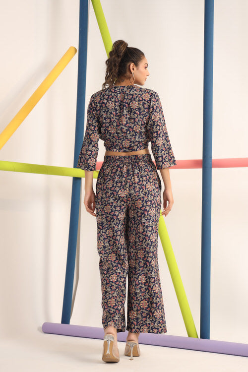 Jaipuri Jaal on blue Cotton Co-ord set