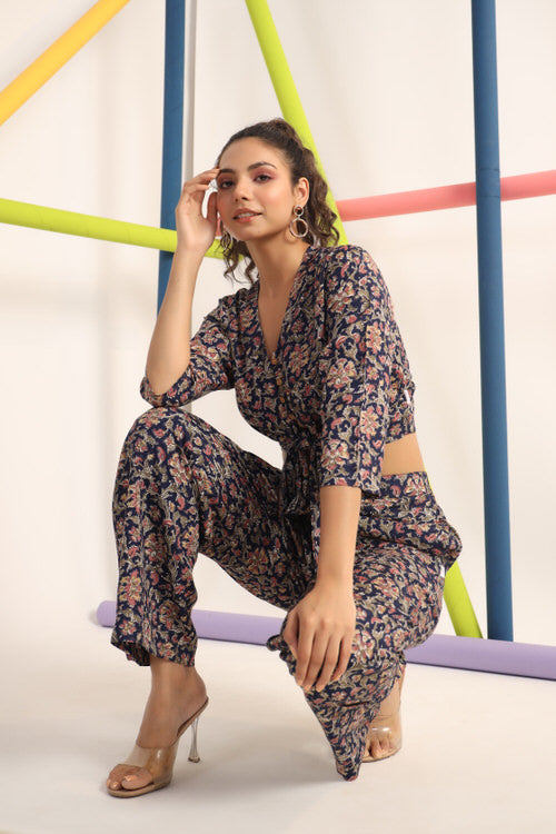 Jaipuri Jaal on blue Cotton Co-ord set