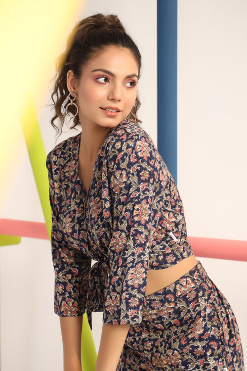 Jaipuri Jaal on blue Cotton Co-ord set