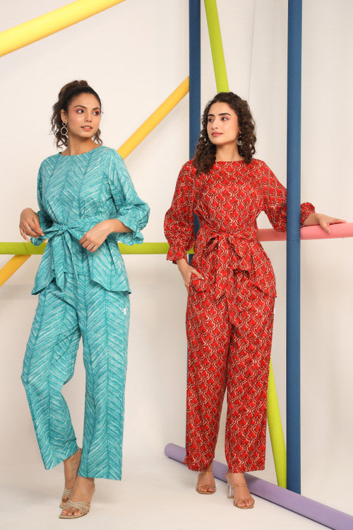 Jharokha on Maroon Russian Silk Co-ord Set
