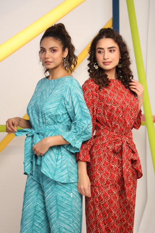Jharokha on Maroon Russian Silk Co-ord Set