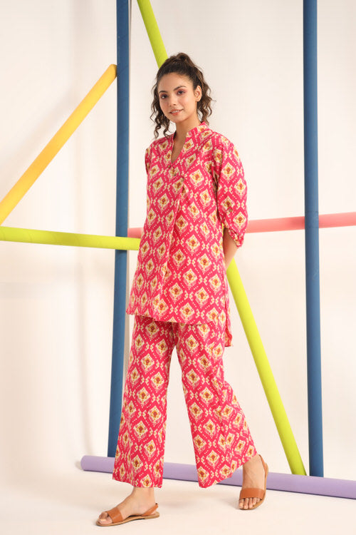 Ikat on Pink Cotton Co-ord Set