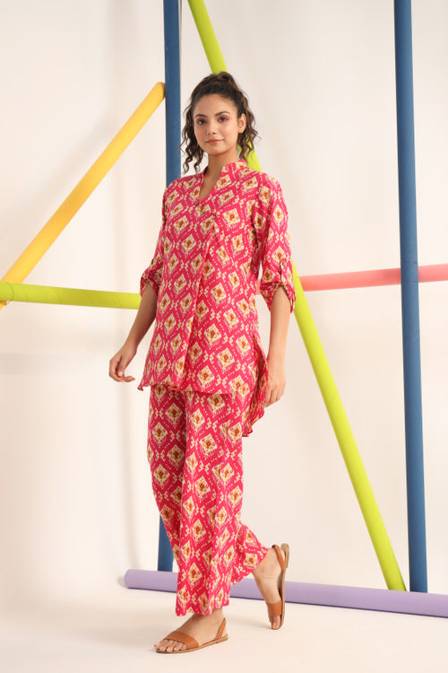 Ikat on Pink Cotton Co-ord Set