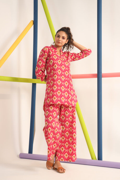 Ikat on Pink Cotton Co-ord Set