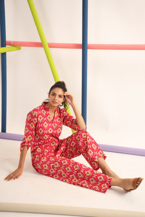 Ikat on Pink Cotton Co-ord Set