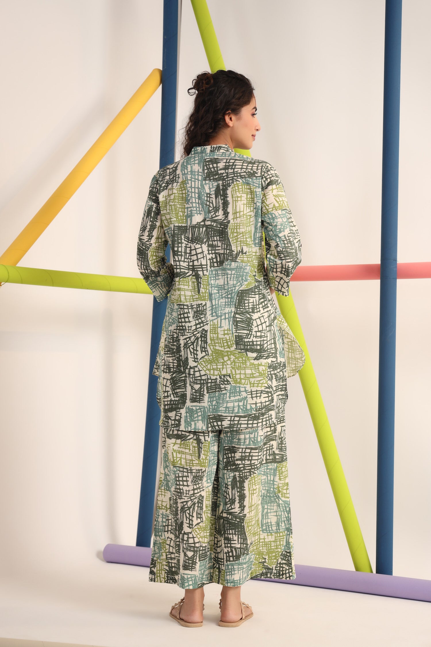 Scribble Greens on Cotton Co-ord Set