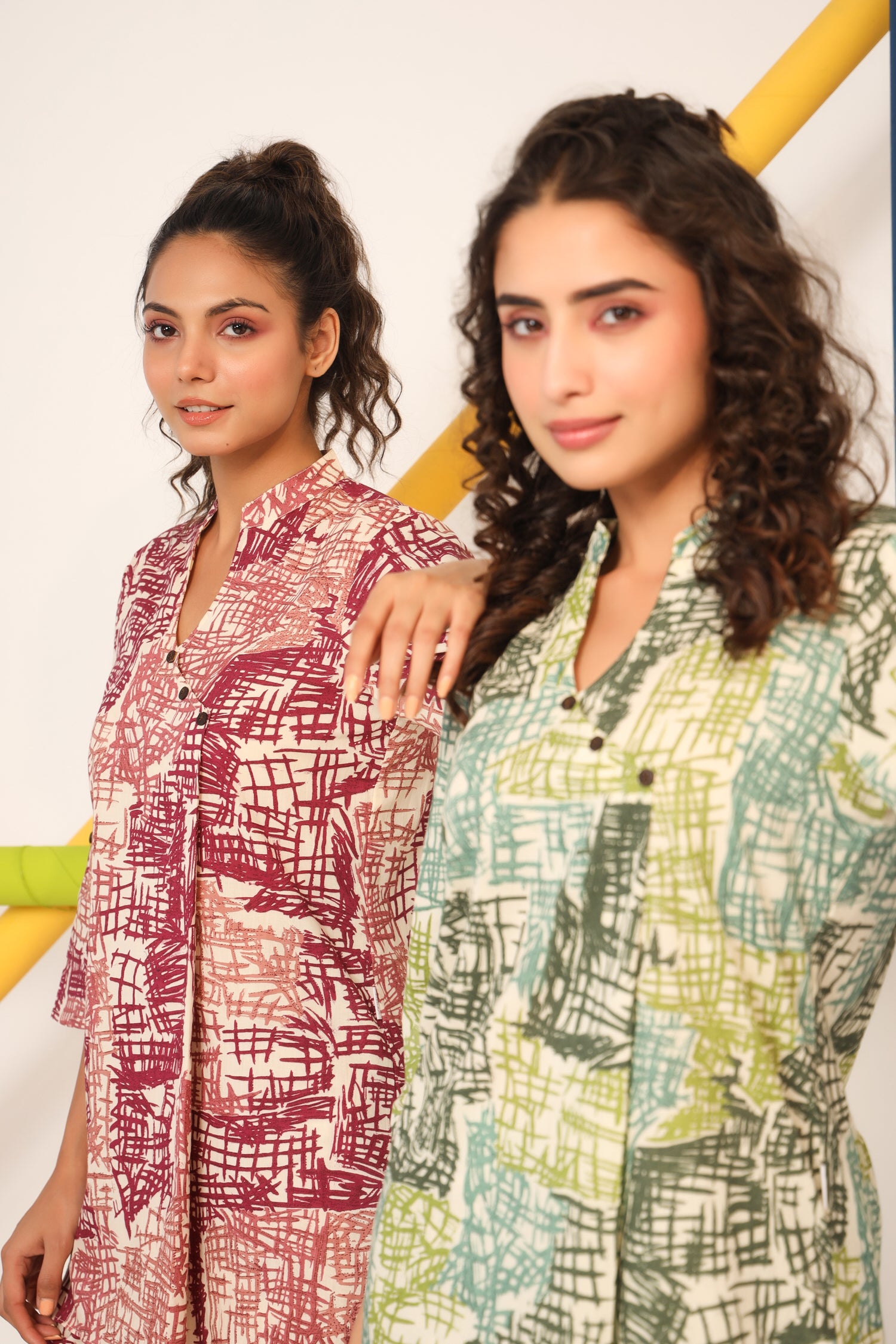 Scribble Greens on Cotton Co-ord Set