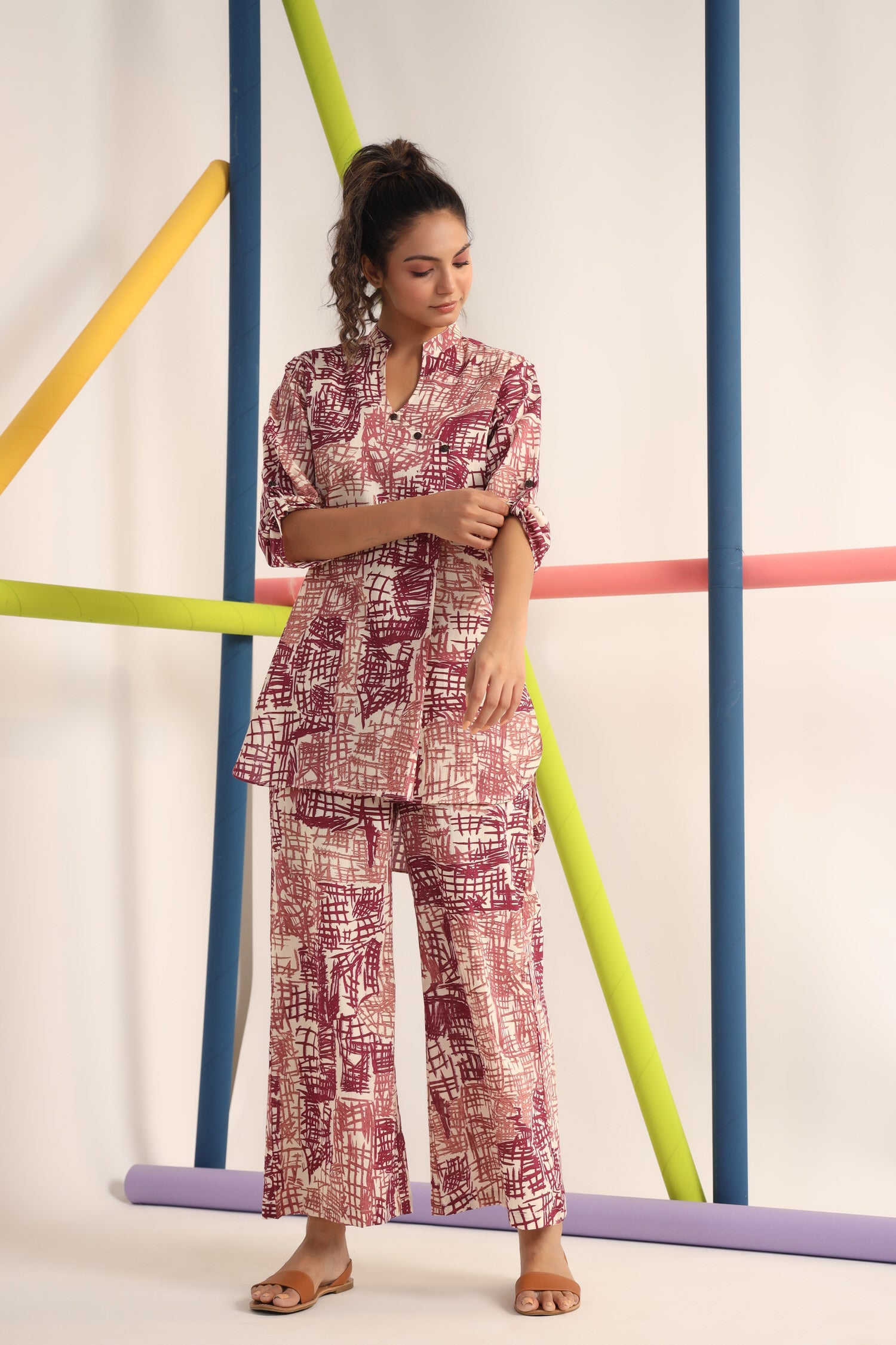 Scribble Mauve on Cotton Co-ord set