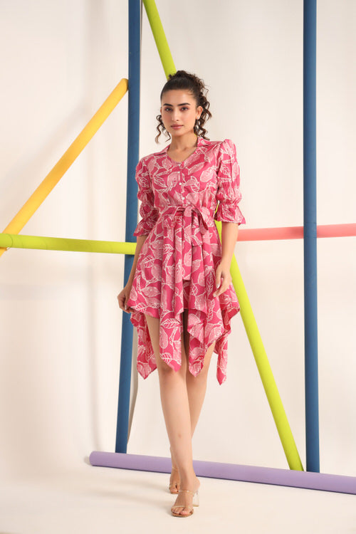 Scattered Leaves on Russian Silk Mini Dress