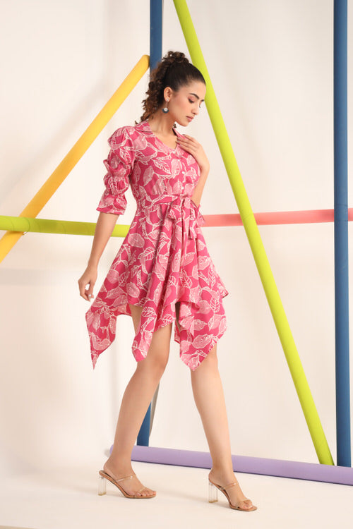 Scattered Leaves on Russian Silk Mini Dress