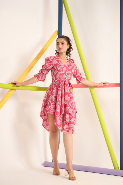 Scattered Leaves on Russian Silk Mini Dress