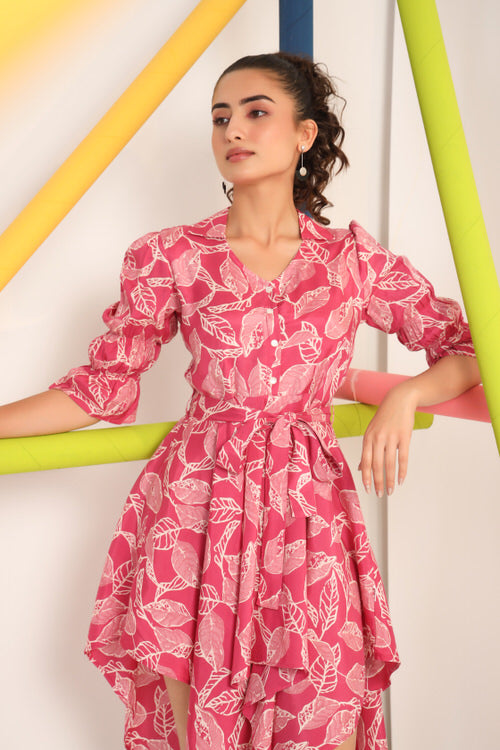 Scattered Leaves on Russian Silk Mini Dress