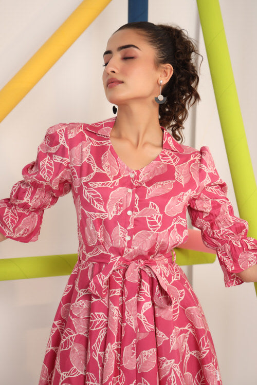 Scattered Leaves on Russian Silk Mini Dress