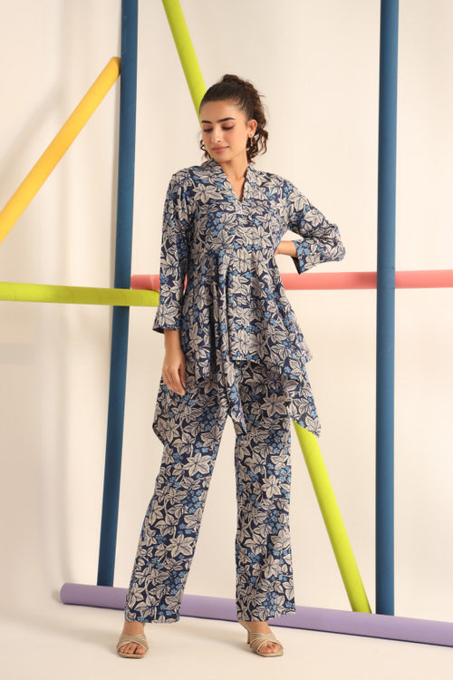 Palm Upside Down Russian Silk Co-ord Set