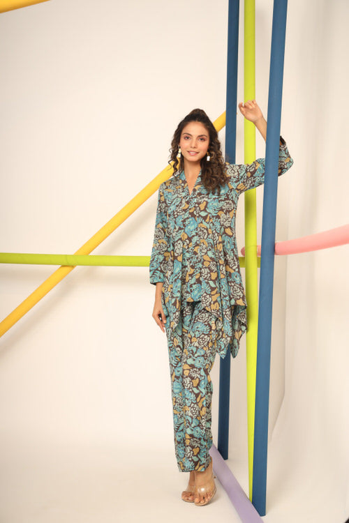 Fleur Brown Russian Silk Co-ord Set