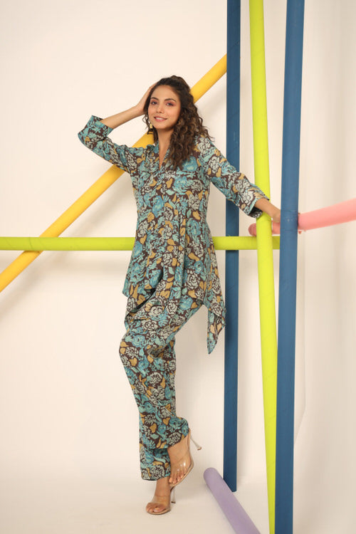 Fleur Brown Russian Silk Co-ord Set