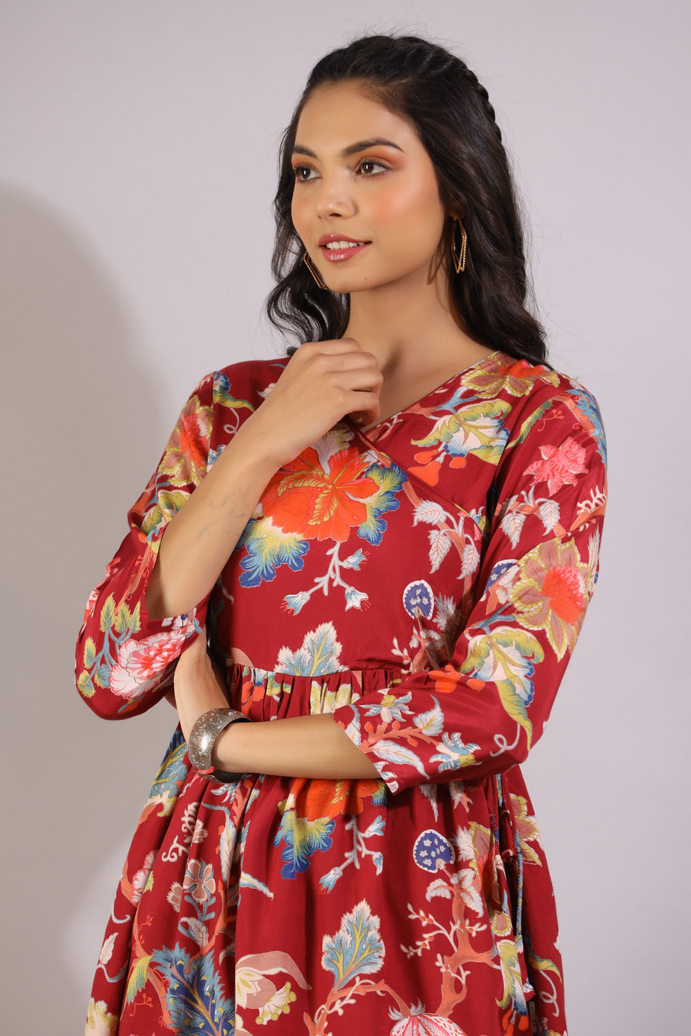 Floral Jaal on Angrakha Russian Silk Co-ord Set