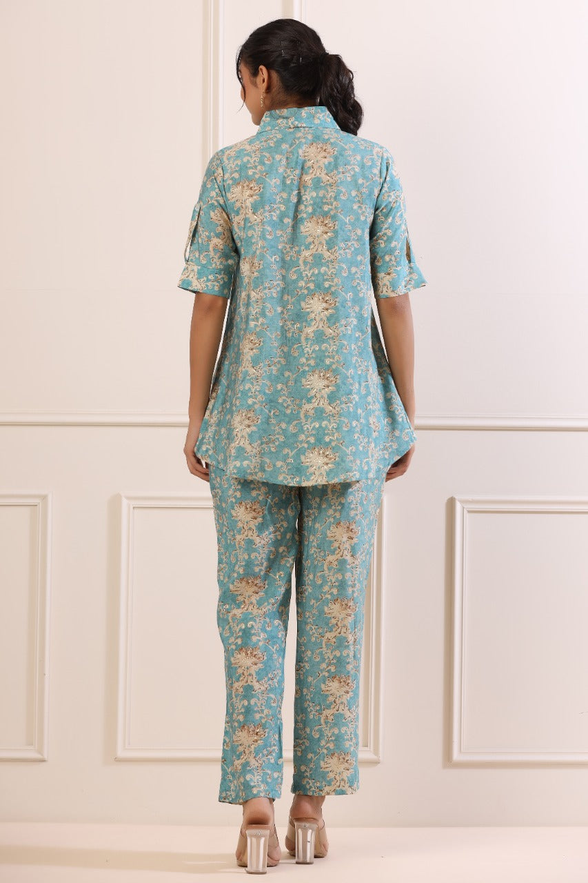 Roman Russian Silk Blue Co-ord set
