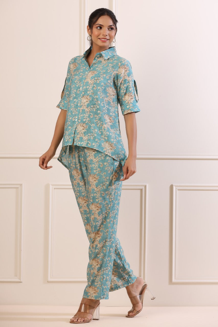 Roman Russian Silk Blue Co-ord set