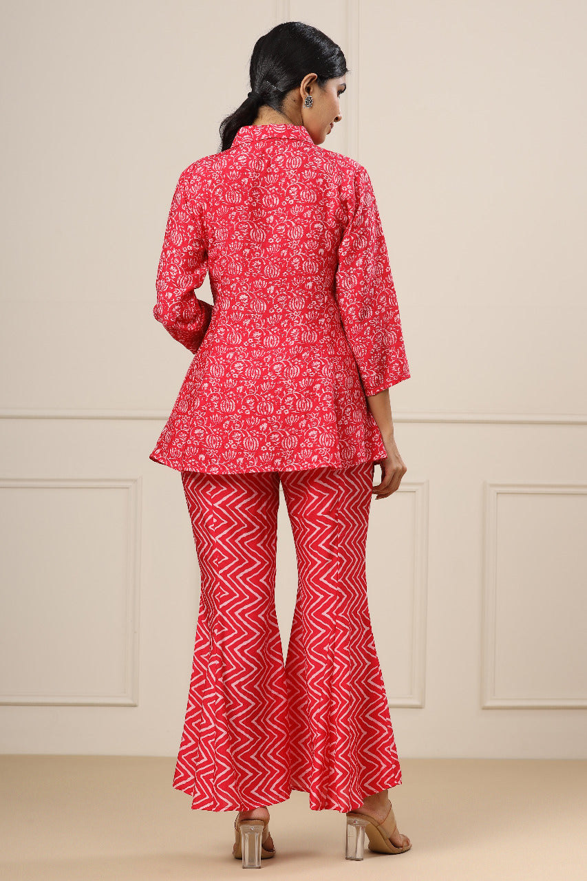 Lotus Mosaic on Pink Muslin Silk Co-ord Set