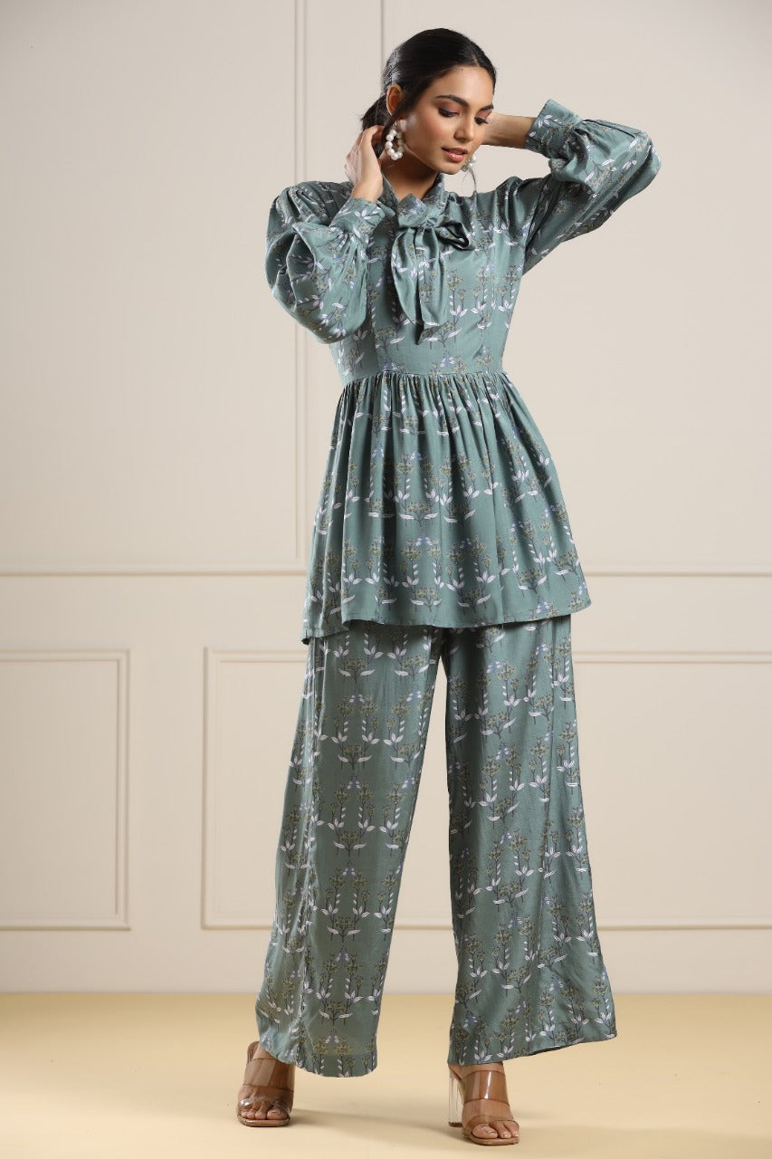 Sacred Forrest on Green Russian Silk Co-ord Set
