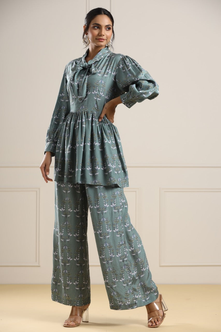 Sacred Forrest on Green Russian Silk Co-ord Set