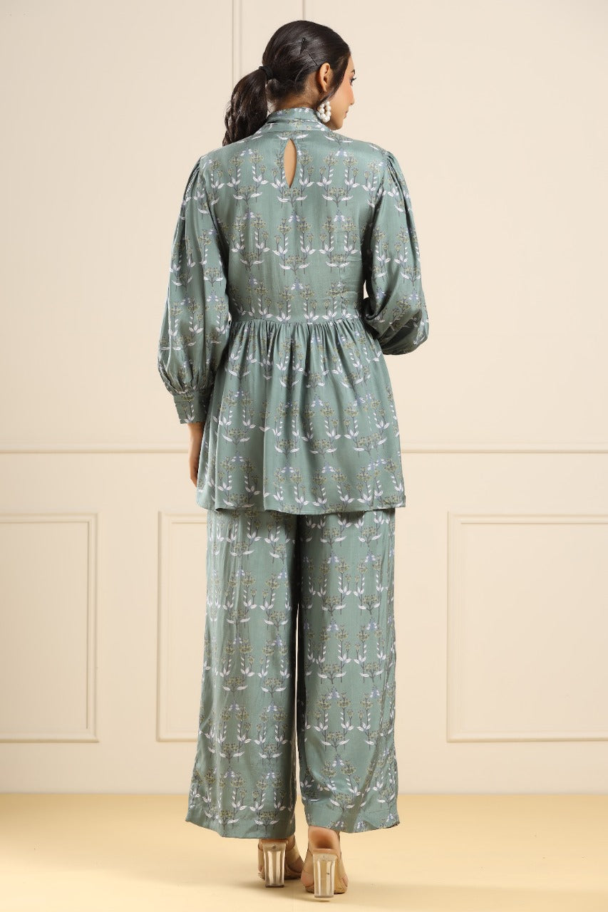 Sacred Forrest on Green Russian Silk Co-ord Set