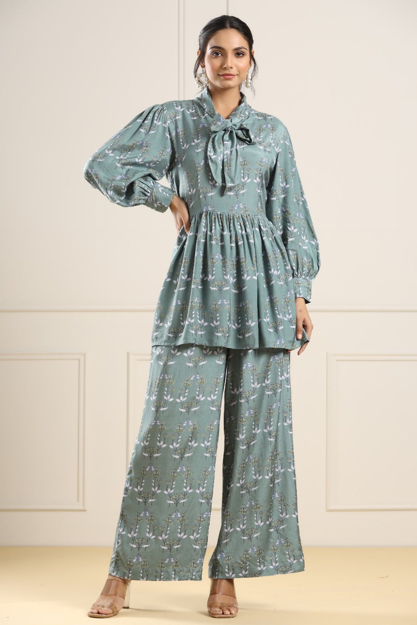 Sacred Forrest on Green Russian Silk Co-ord Set