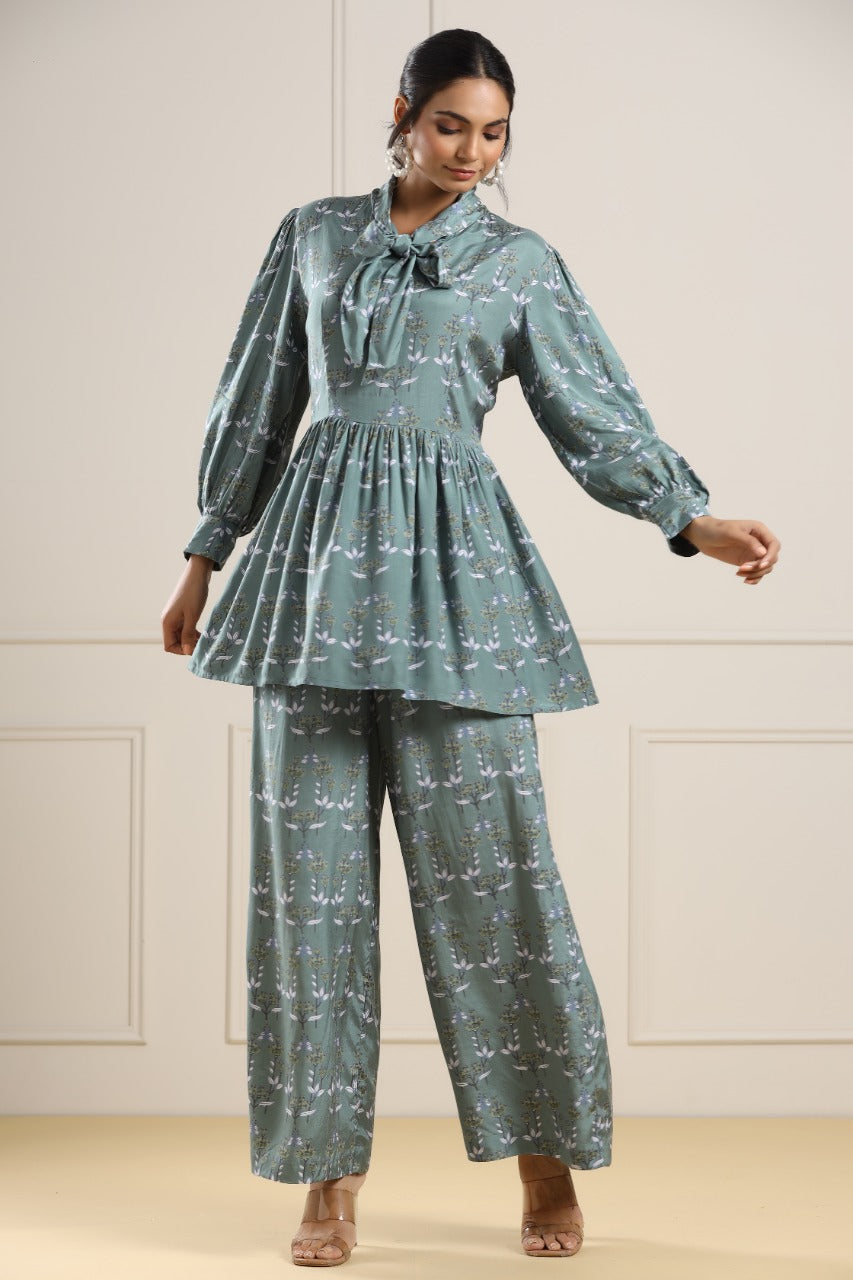 Sacred Forrest on Green Russian Silk Co-ord Set