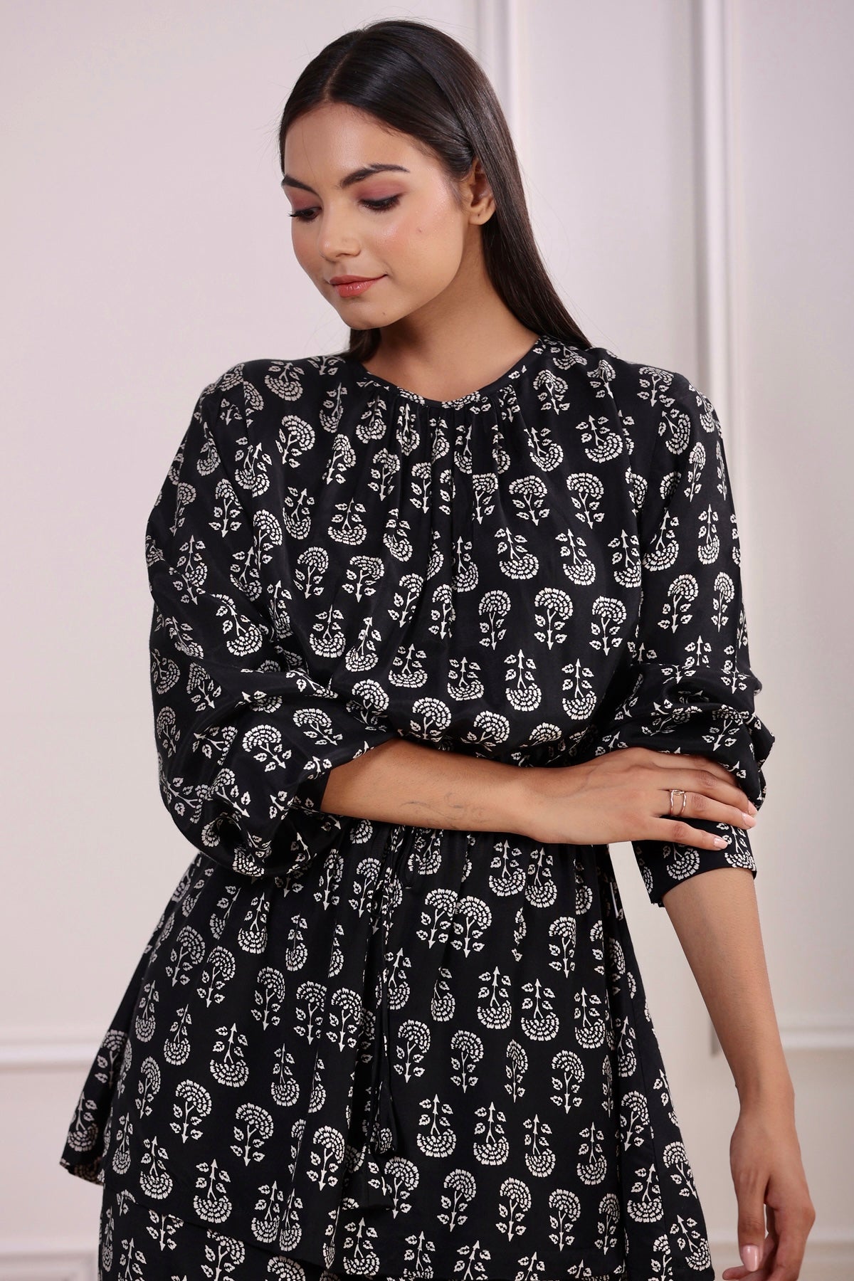 Dice Black Russian Silk Co-ord Set