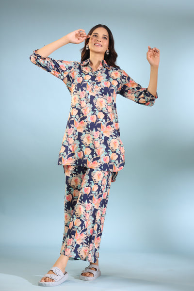 Painted Florals on Cotton Loungewear Set