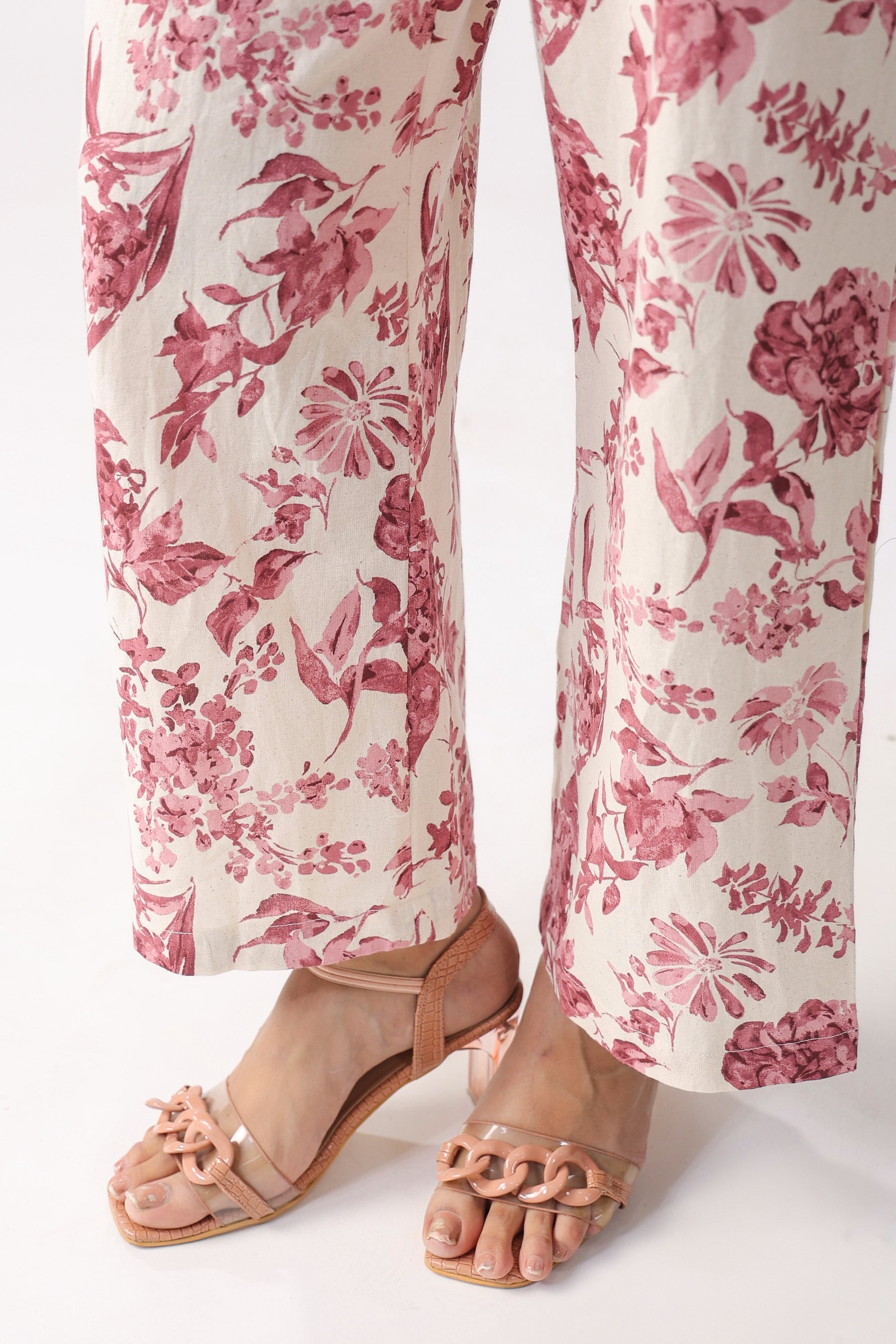 Pink Flower Bloom On Cotton Flex Co-ord Set