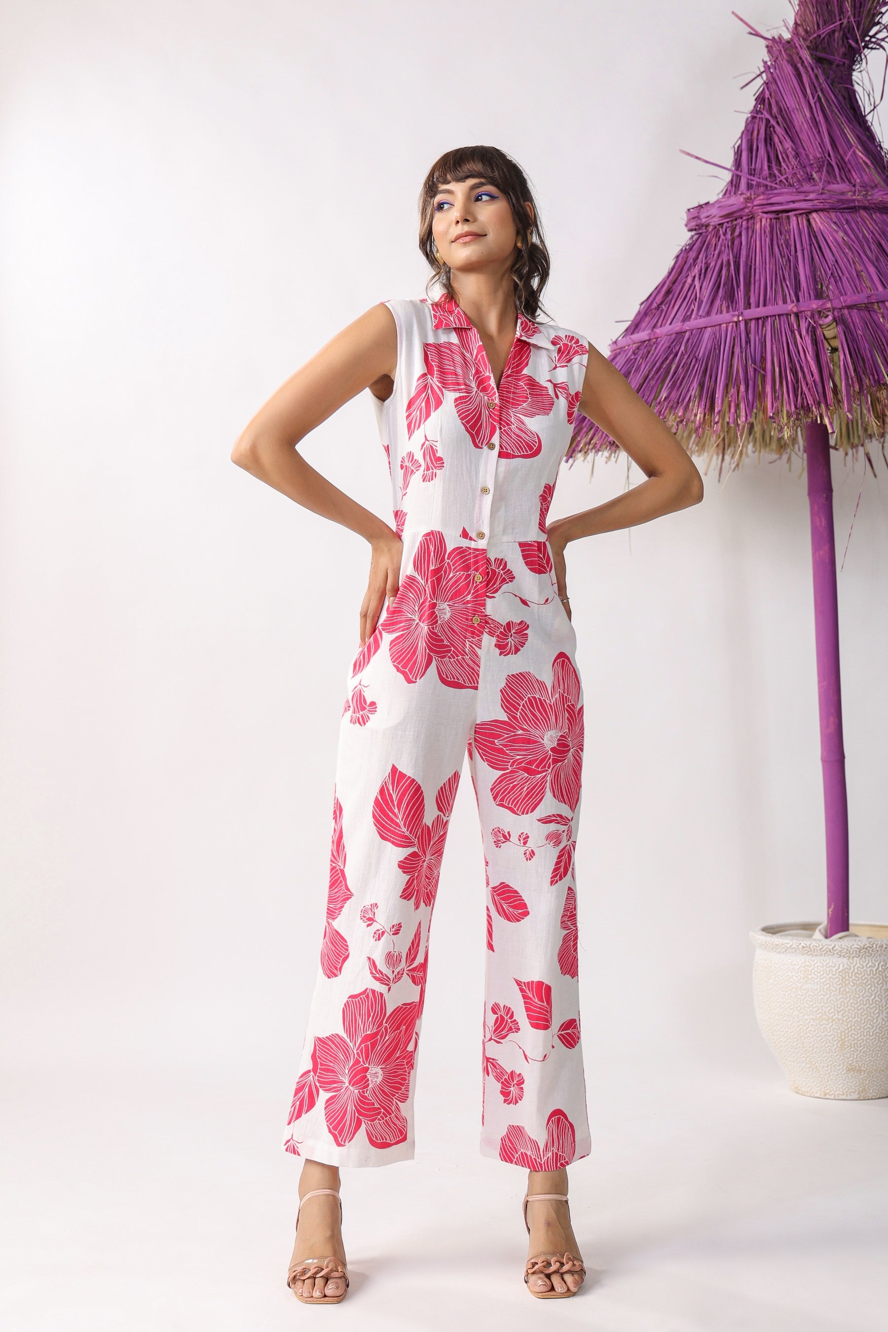 Petal Panorama Cotton Flex Jumpsuit