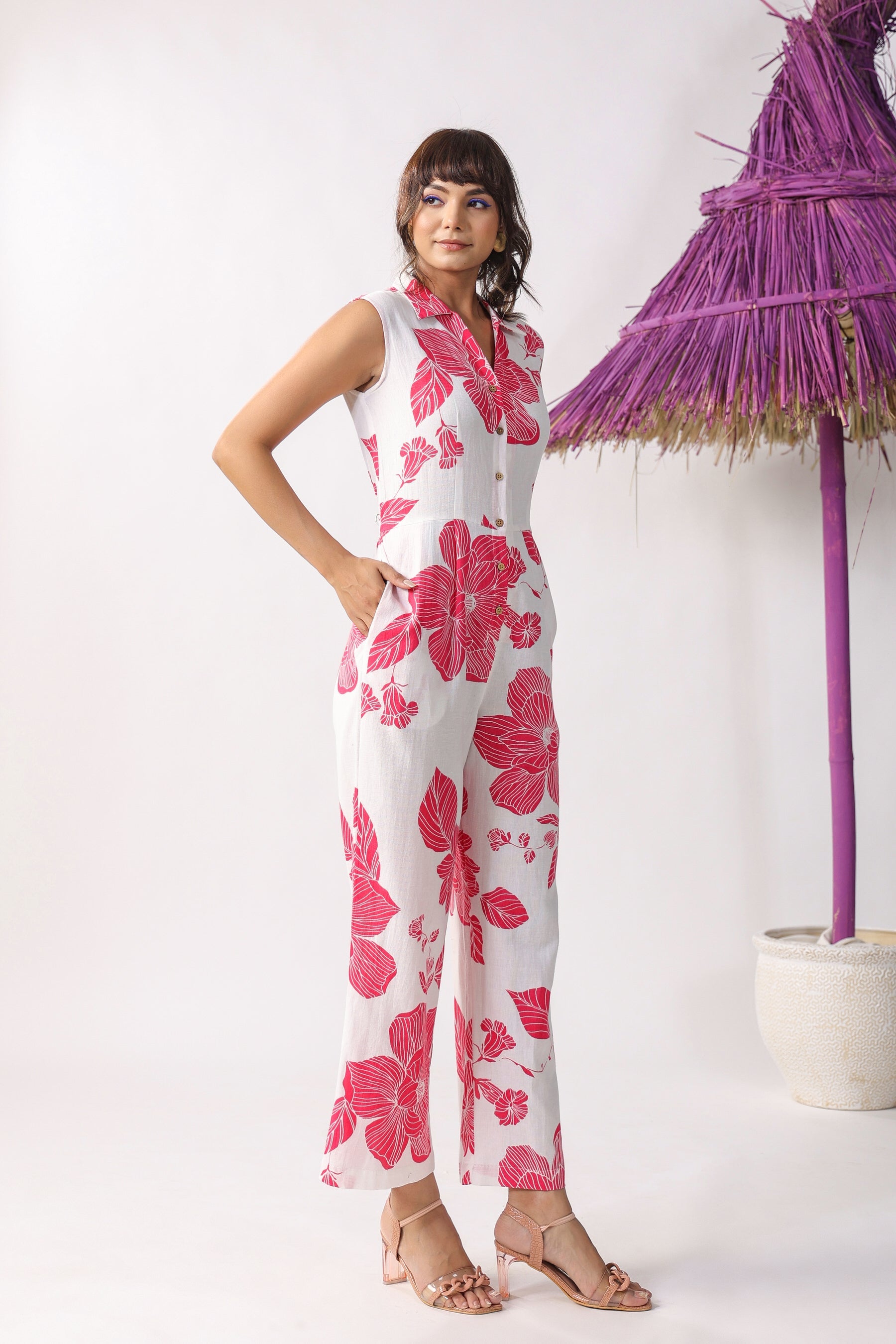 Petal Panorama Cotton Flex Jumpsuit