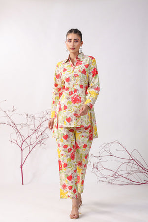 Fleurs Jaal On Cotton Flex Loungewear Top Set