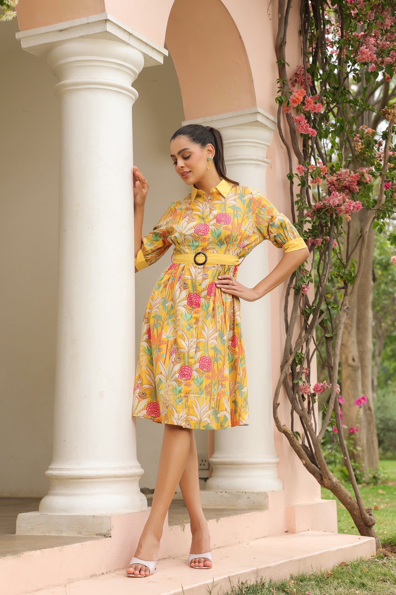 Belted Buttercup Cotton Dress