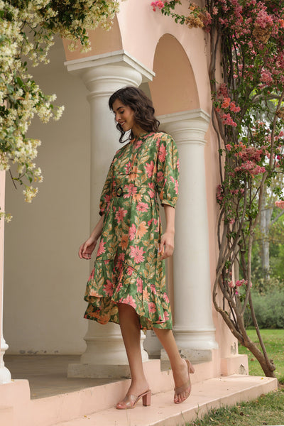 Belted Botanica Cotton Dress