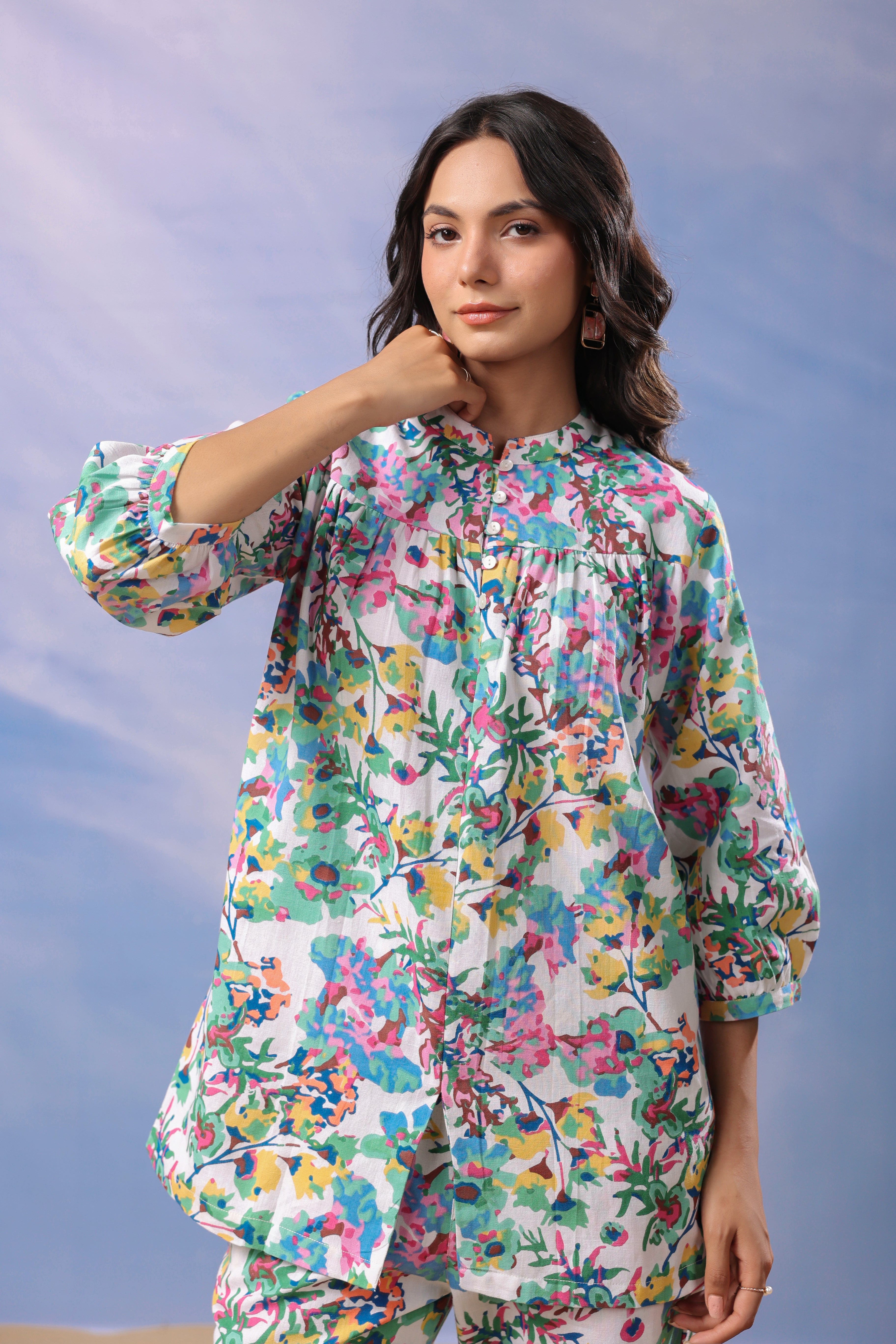 Petal Parade Cotton Loungewear Top Set