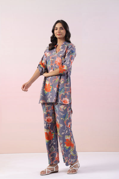 Odoko Floral Russian Silk Coord Set
