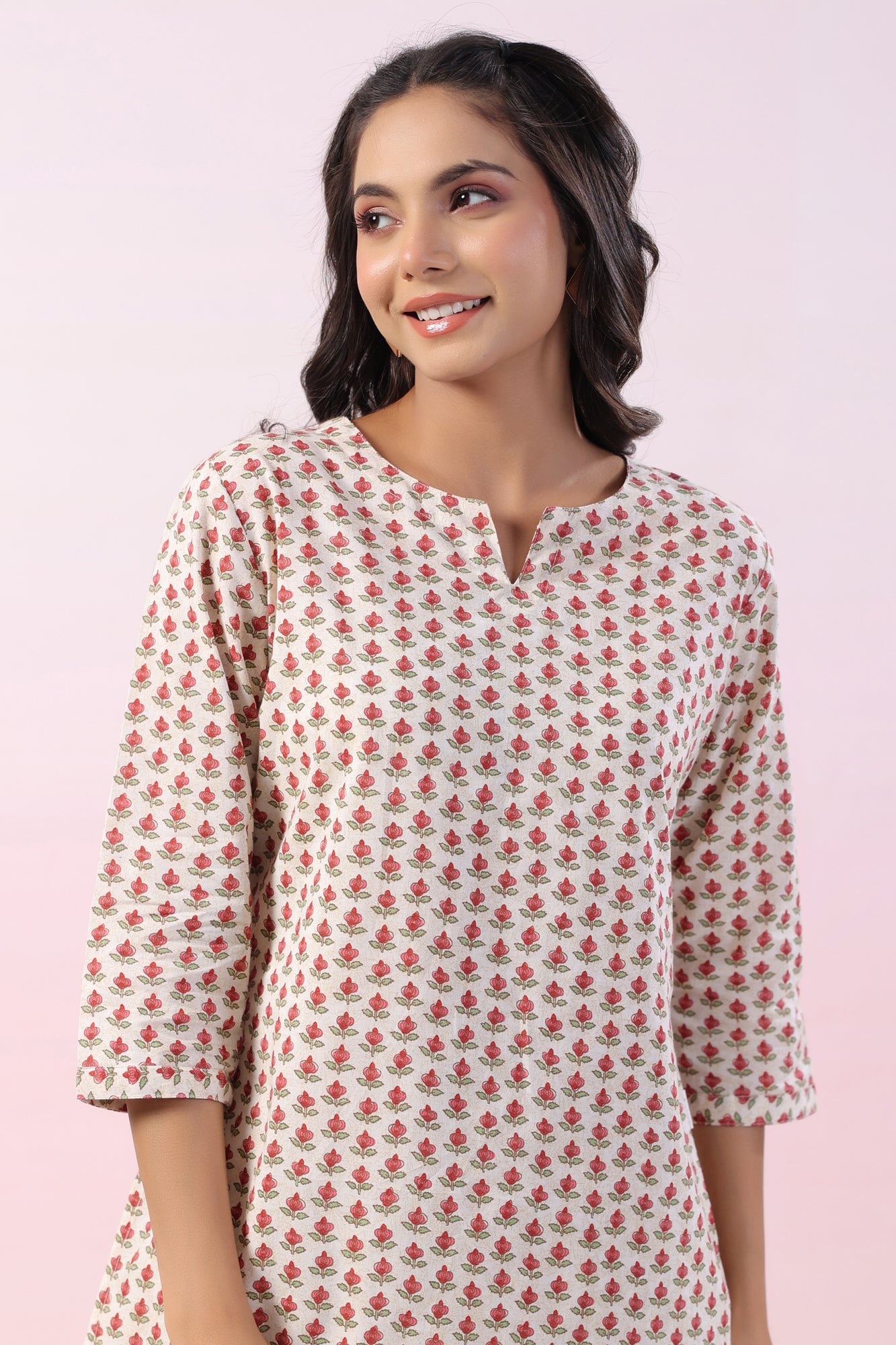 Magnolia Motifs Cotton Loungewear Top Set