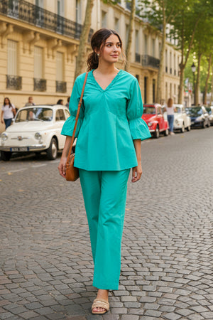Aqua Green Ease Cotton Co-ord Set