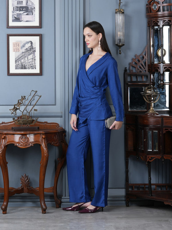 Cobalt Charm Russian Silk Co-ord Set