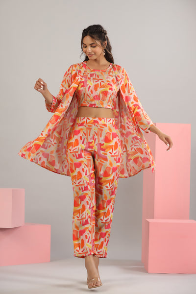 Abstract Art on Silk Three Piece Set